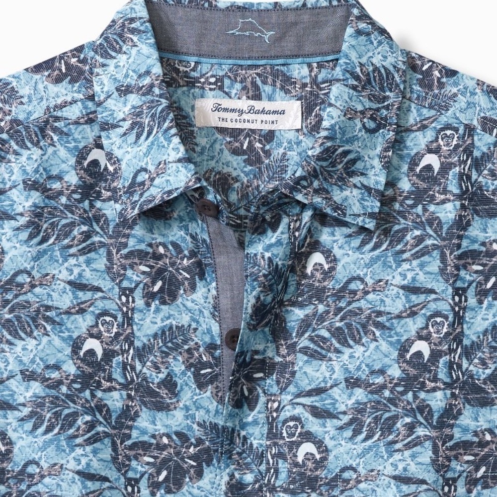 Tommy Bahama Men's Coconut Point Capuchin Vines IslandZone Camp Shirt Small - Picture 2 of 6